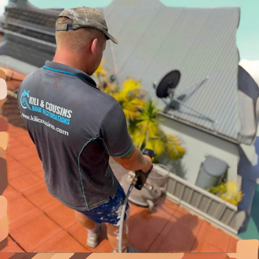 Kili and Cousins roofer working on guttering at a Perth home