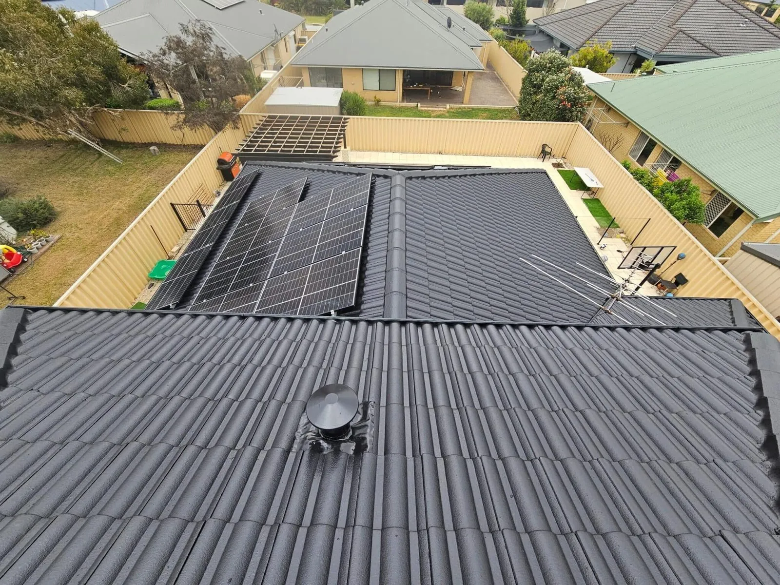 Finished tile roof restoration on a Perth home